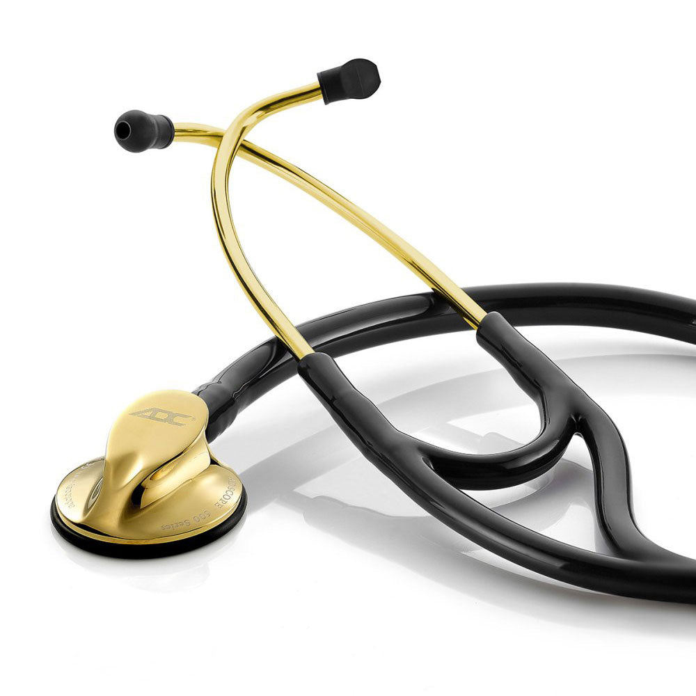 ADC ADSCOPE 600 Platinum Cardiology Stethoscope, Gold Finish, Black Tubing. MPN 600GP