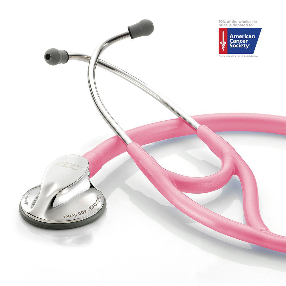 ADC ADSCOPE 600 Platinum Cardiology Stethoscope, Breast Cancer Awareness Metallic. MPN 600PBCA