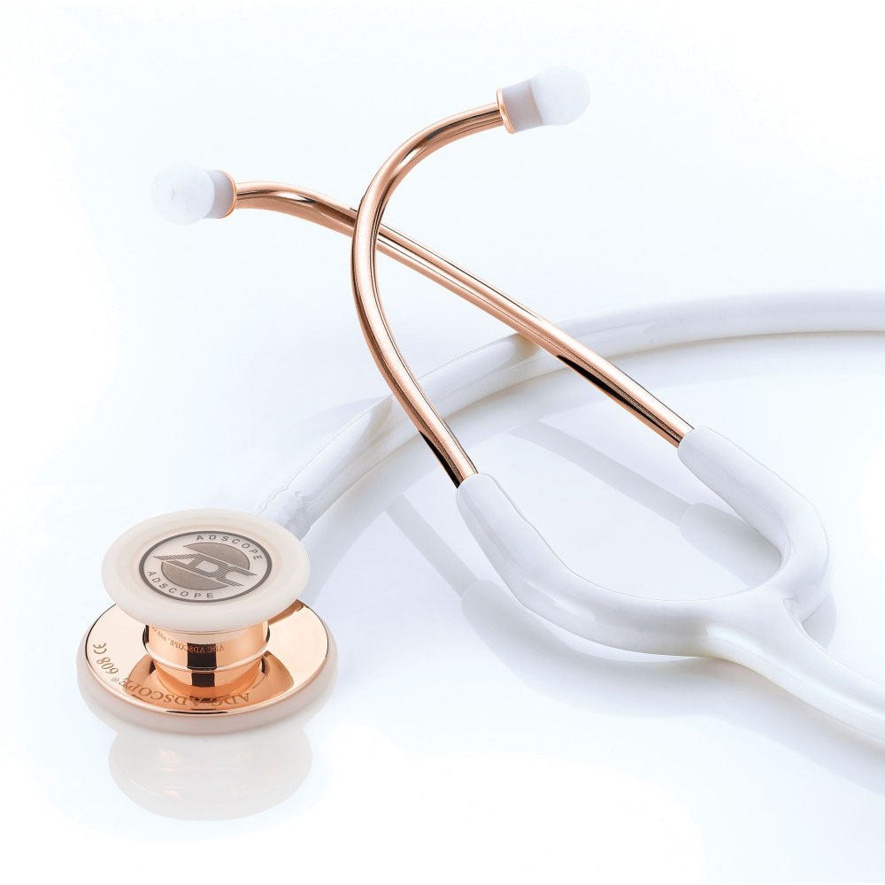 ADC ADSCOPE 608 Convertible Clinician Stethoscope, Rose Gold, White. MPN 608RGW