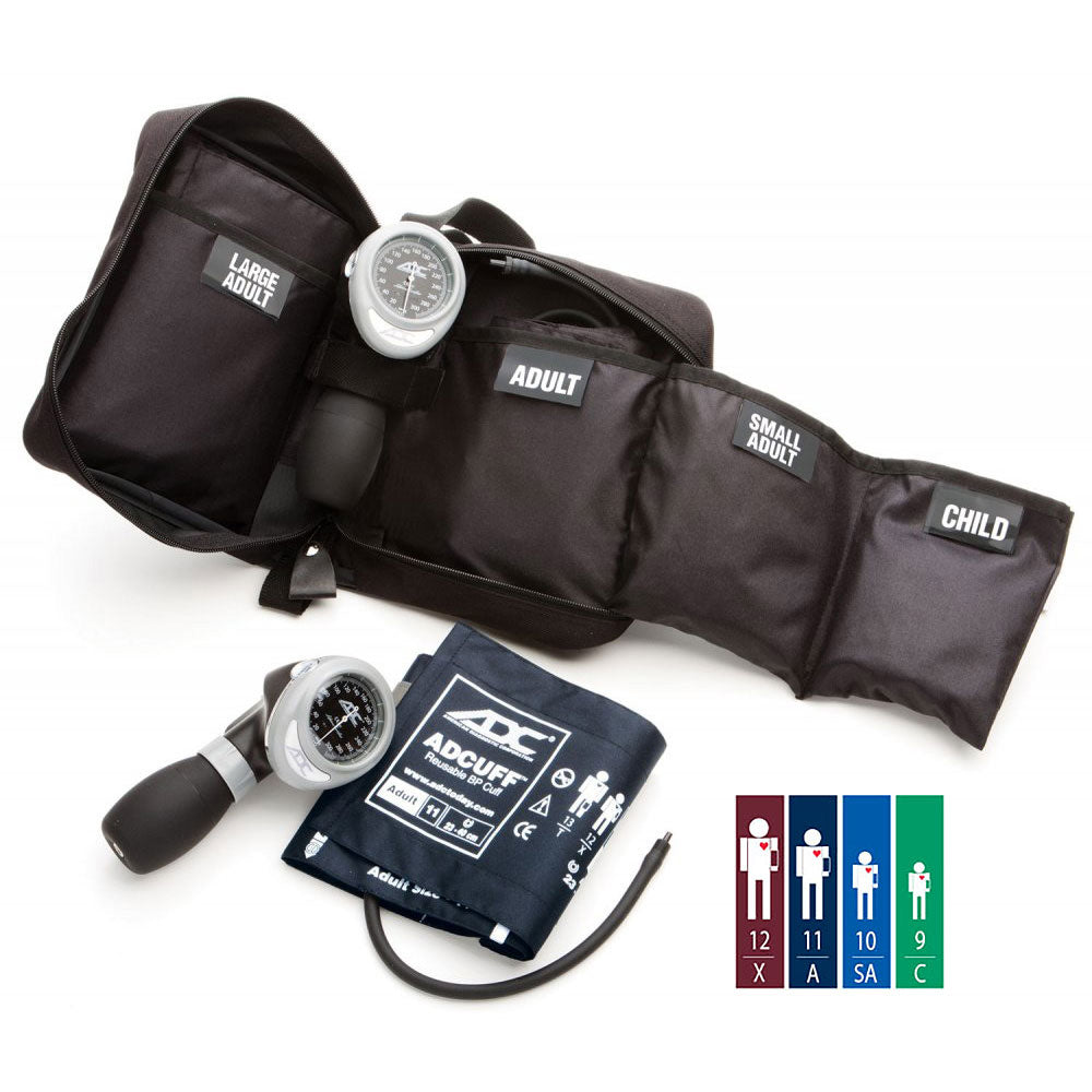 ADC MULTIKUF 4 Cuff System, MULTICOLOR (Child, Small Adult, Adult, Large Adult), with Case. MPN 732-MCC