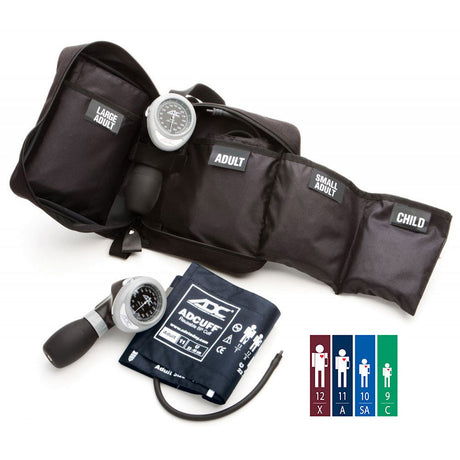 ADC MULTIKUF 4 Cuff System, MULTICOLOR (Child, Small Adult, Adult, Large Adult), with Case. MPN 732-MCC