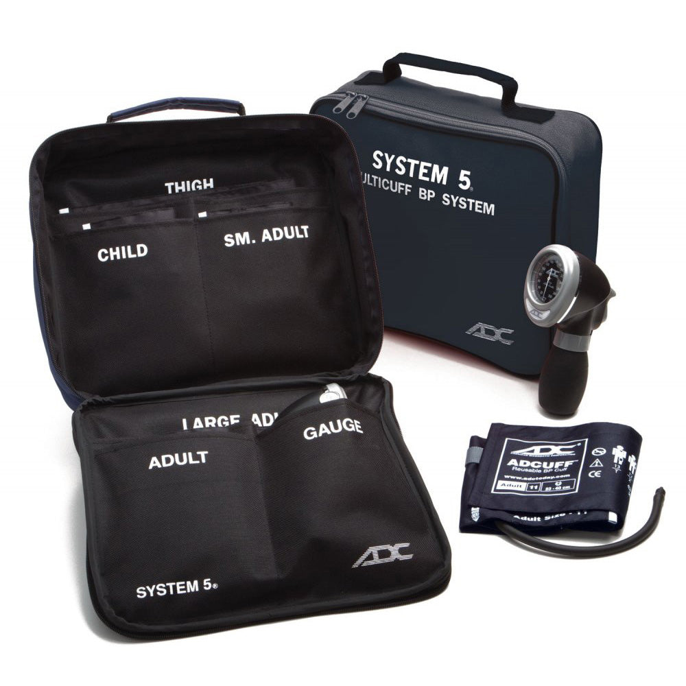 ADC 740 SYSTEM 5 Blood Pressure 5 Cuff System (Child, Small Adult, Adult, Large Adult, Thigh), Navy, with Case. MPN 740-N
