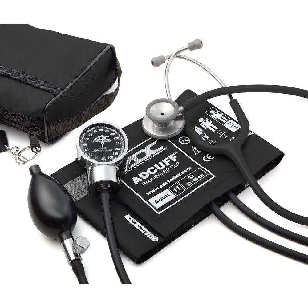 ADC PRO'S COMBO III Kit: 778 Pocket Aneroid, 603 Stethoscope, Black. MPN 778-603-11ABK