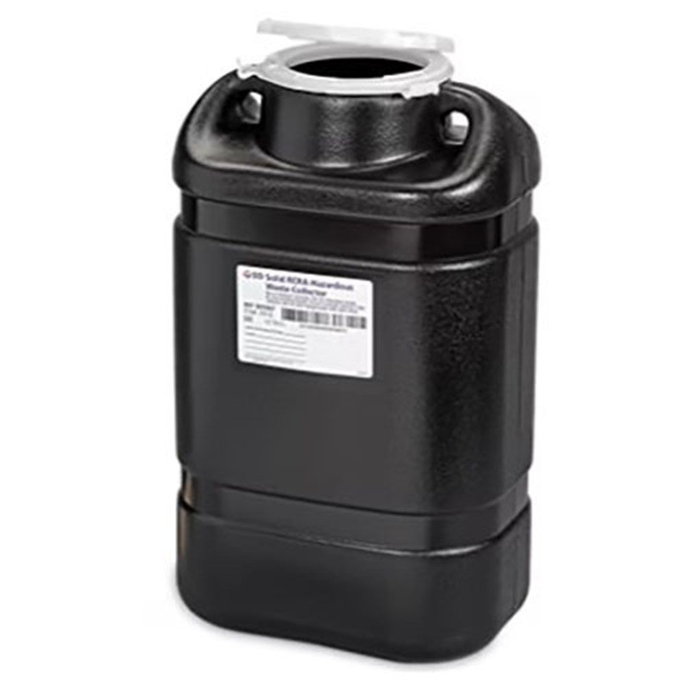 BD RCRA Hazardous Waste Container, 5 gal, Hinge Cap, Black (18 x 10.5 x 7.5), 8/case. MPN: 305067