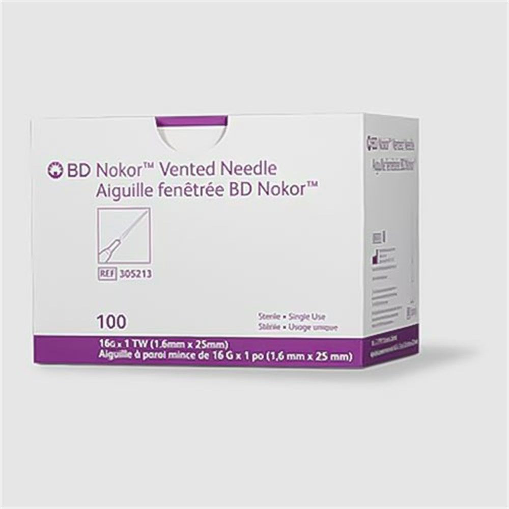 BD Nokor Vented Needle, 16 G x 1" Thin Wall Non-Coring Vented Needle,10/box,10 box/case. MPN: 305213 - Image 2