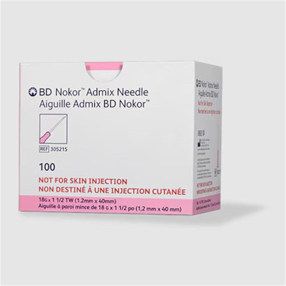 BD Nokor Admix Needle, 18 G x 1" Thin Wall Non-Coring Needle, 100/box, 10 box/case. MPN: 305215 - Image 2