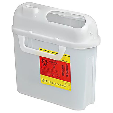 BD Patient/Exam Room Sharps Collector, 5.4 Qt, Pearl, Side Entry, 10.75"x10.75"x4" CB Door. MPN: 305425