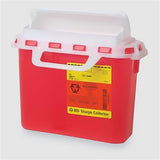 BD Patient/Exam Room Sharps Collector, 5.4 Qt, Red, Horiz Entry, 10.75"x10.75"x4" CB Door. MPN: 305517