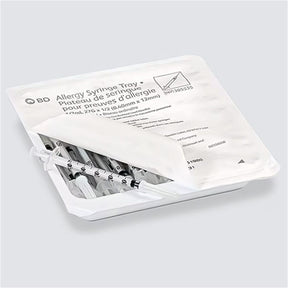 BD Allergist Tray, -1/2mL w/ Perm Attach Needle, 27 G x -1/2", Regular Bevel. MPN: 305535