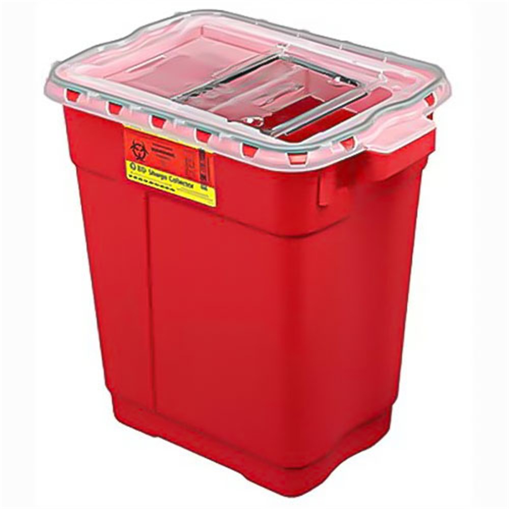 BD Sharps Collector, 9 Gal, Slide Top Gasketed, Red, 8/case. MPN: 305602