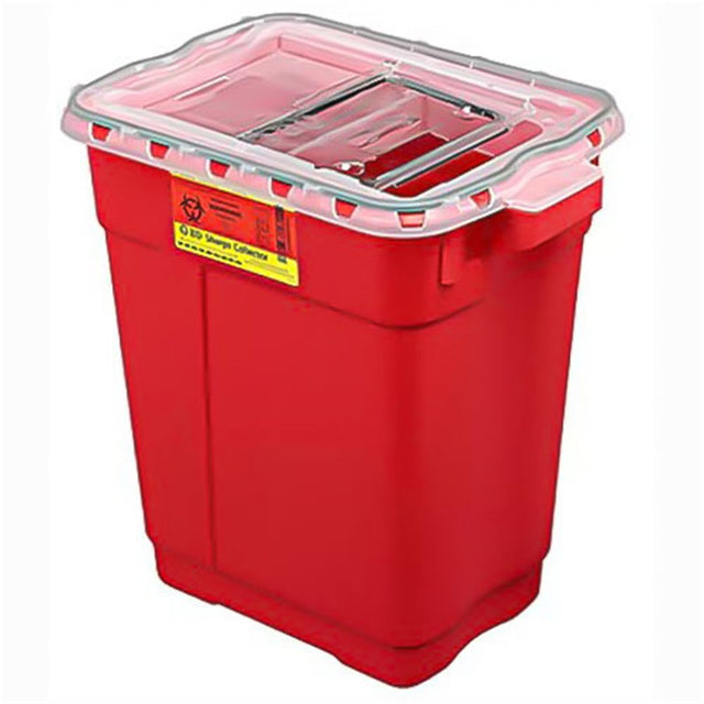 BD Sharps Collector, 9 Gal, Slide Top Gasketed, Red, 8/case. MPN: 305602