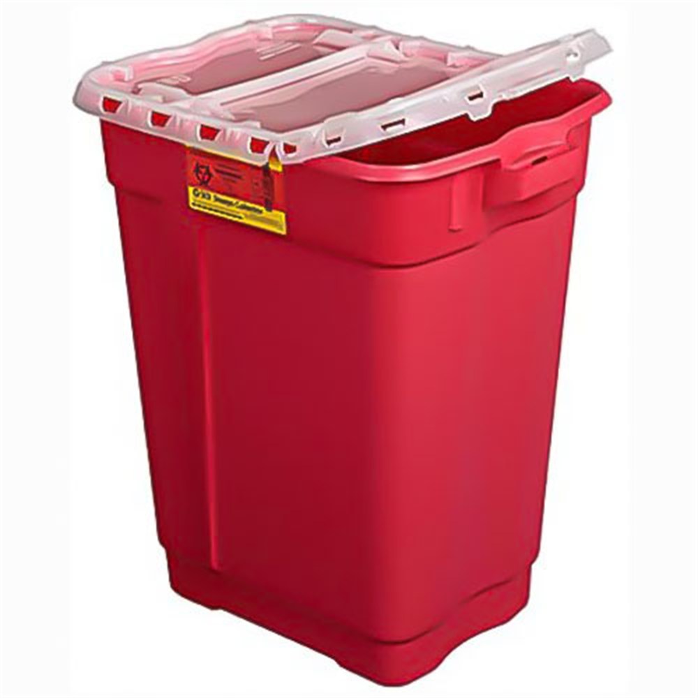 BD Sharps Collector, 17 Gal, Hinged Top, Red, 5/case. MPN: 305610