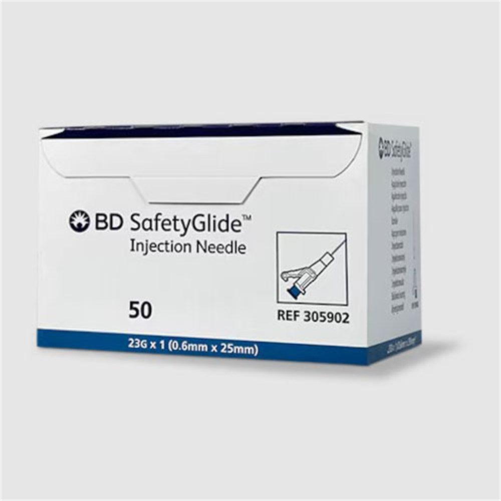 BD Needle, IM Hypodermic, 23Gx1" BD SafetyGlide Shield, Reg Bevel, Turquoise, 50/box, 10 box/case. MPN: 305902 - Image 2