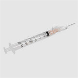 3mL BD SafetyGlide Syringe, 25 G x 5/8" Det Ndl, Subcutaneous, Reg Bevel, 50/box, 8 box/case. MPN: 305904