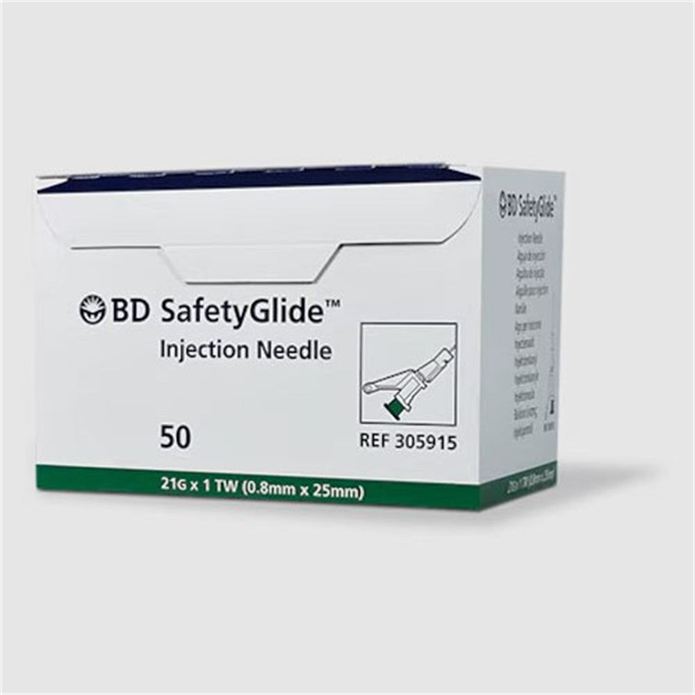 BD Needle, IM Hypodermic, 21 Gx1" BD SafetyGlide Shield, Reg Bevel, Green, 50/box, 10 box/case. MPN: 305915 - Image 2