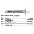 BD Luer-Lok Syringe Only, 1mL, 100/box, 8 box/case. MPN: 309628