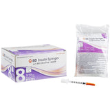 BD Insulin Syringe, 3/10mL, Lo-Dose, Permanent Needle, 31Gx5/16", U-100 Ultra-Fine Short, 100/box, 5 box/case. MPN: 328440