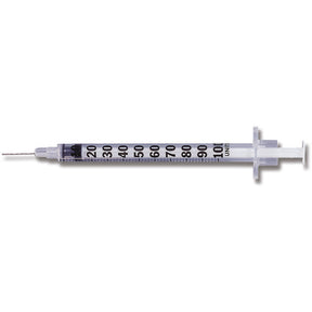 BD Insulin Syringe, 1mL, Permanent Needle, 28G x -1/2", Blister Pkg, U-100 Micro-Fine IV, 100/box, 5 box/case. MPN: 329420