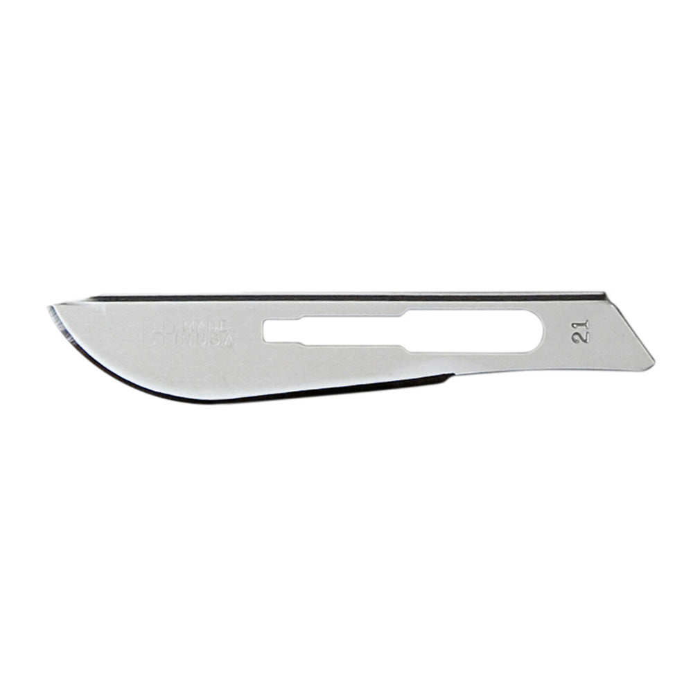 Aspen Bard-Parker Rib-Back Carbon Steel Blade, Sterile, Size 21, 50/box, 3 box/case. MPN: 371121