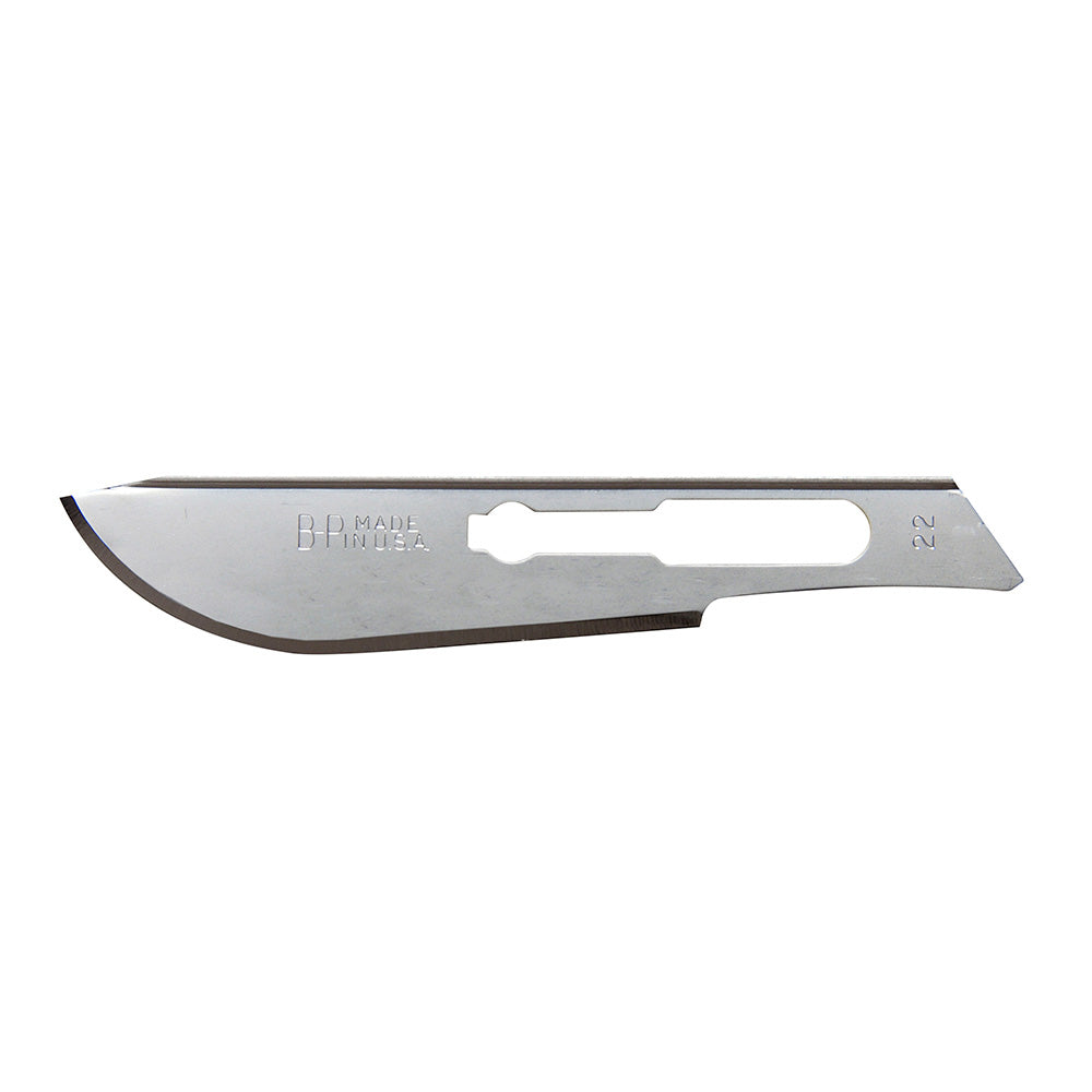 Aspen Bard-Parker Safetylock Blades- Sterile Rib-Back Carbon Steel Blades, Size 22, 50/box, 3 box/case. MPN: 371156