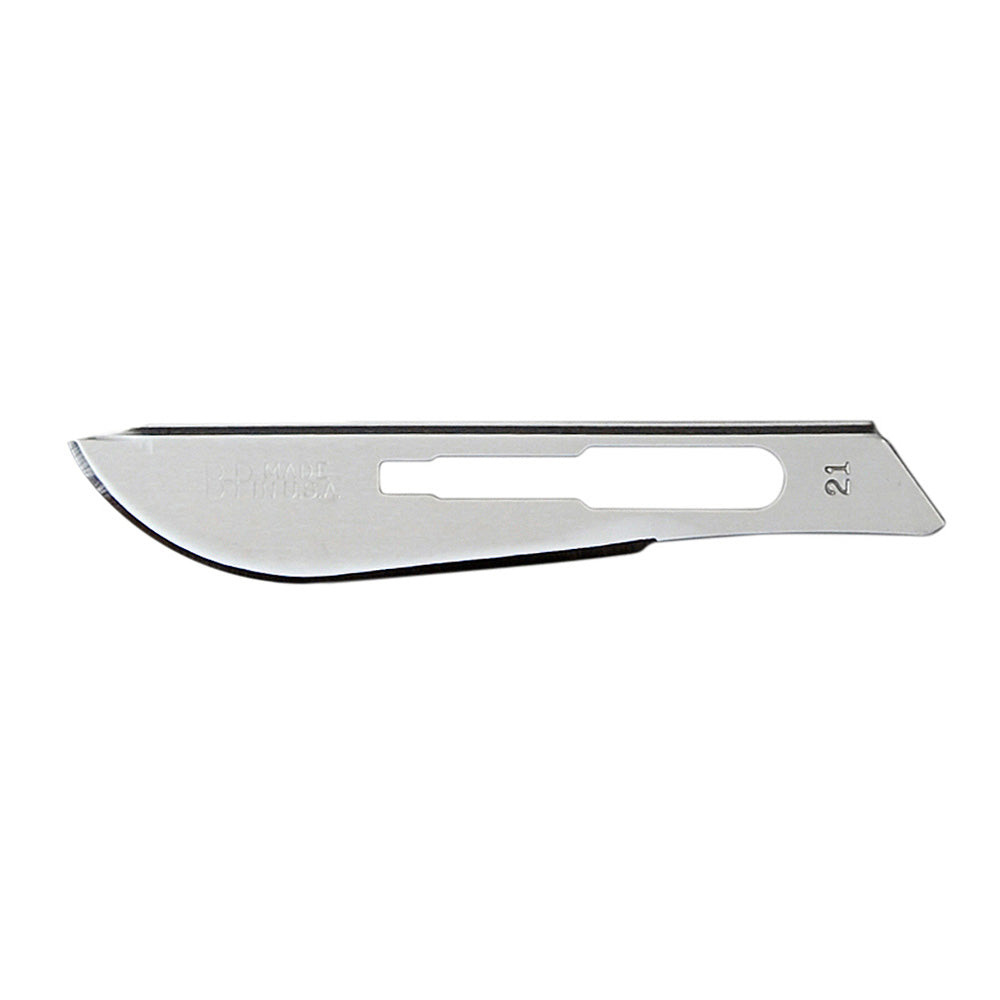 Aspen Bard-Parker Rib-Back Carbon Steel Blade, Non-Sterile, Size 21, 6/strip, 25 strips/case. MPN: 371321