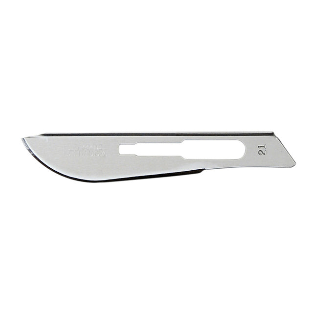 Aspen Bard-Parker Rib-Back Carbon Steel Blade, Non-Sterile, Size 21, 6/strip, 25 strips/case. MPN: 371321