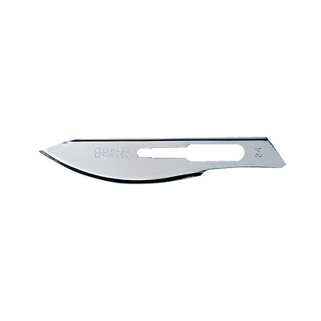 Aspen Bard-Parker Rib-Back Carbon Steel Blade, Non-Sterile, Size 24, 6/strip, 25 strips/case. MPN: 371324