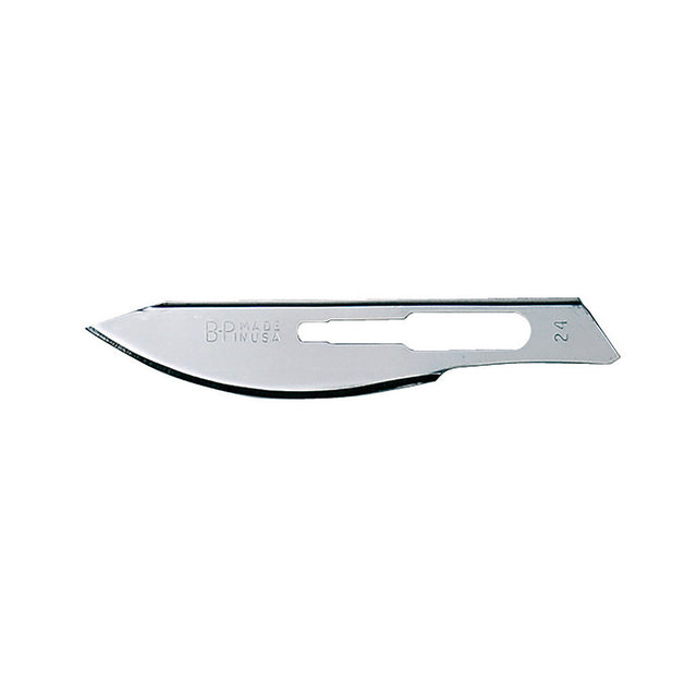 Aspen Bard-Parker Rib-Back Carbon Steel Blade, Non-Sterile, Size 24, 6/strip, 25 strips/case. MPN: 371324