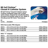BD Saf-T-IntimaIV Catheter w/ wings, 24 G x .75", Y Adapter & needle shield, 25/box, 8 box/case. MPN: 383313