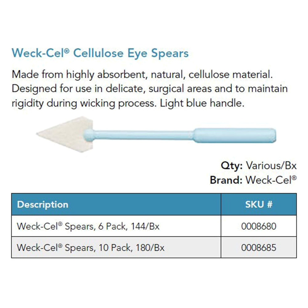 Weck-Cel Cellulose Eye Spears, 6-Pack Pouches, 144/box. MPN: 0008680