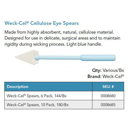 Weck-Cel Cellulose Eye Spears, 10-Pack Pouches, 180/box. MPN: 0008685