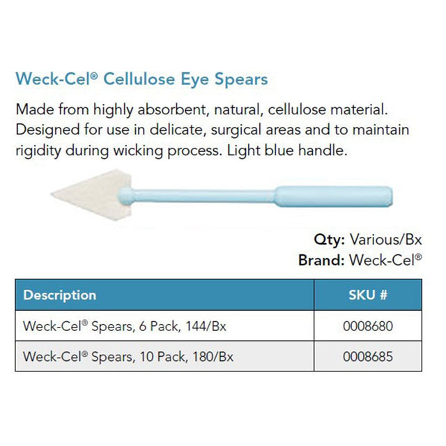 Weck-Cel Cellulose Eye Spears, 10-Pack Pouches, 180/box. MPN: 0008685