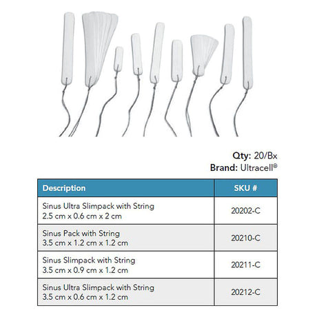 Ultracell Sinus Pack with String, 3.5 x 1.2 x 1.2 cm. MPN: 20210-C
