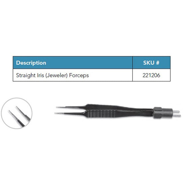 Wet-Field Bipolar Forceps, Iris (Jeweler), Straight, Reusable. MPN: 221206