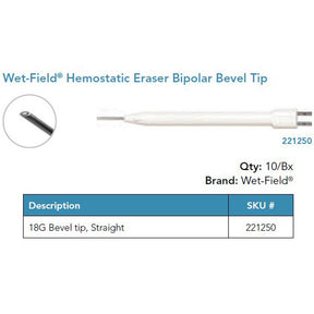 Wet-Field Hemostatic Eraser, Bipolar, 18G Bevel Tip, Straight. MPN: 221250