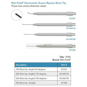 Wet-Field Hemostatic Eraser, Bipolar, 20G Blunt Tip, 135° Angled. MPN: 221260135