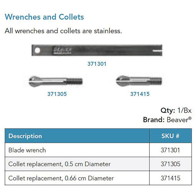 Beaver Replacement Chuck Collet for 0.5 cm Diameter Handles. MPN: 371305