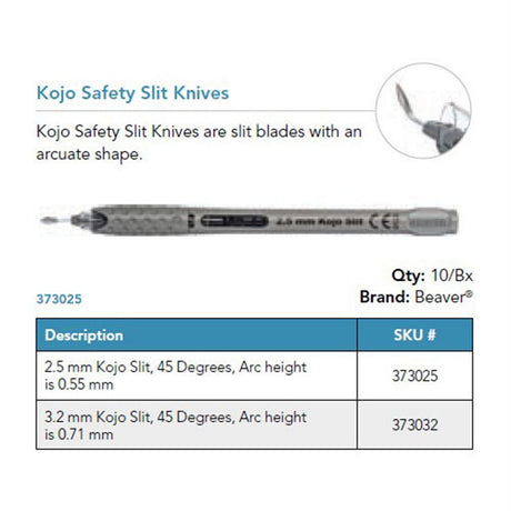 Beaver Xstar Kojo Safety Slit Knife, 3.2 mm, 45°, Bevel Up. MPN: 373032