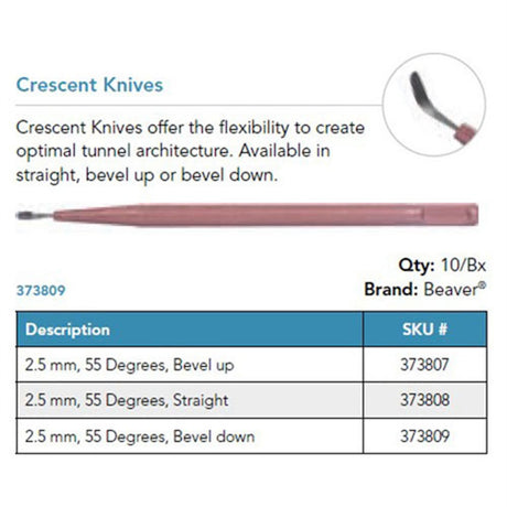 Beaver Xstar Crescent Knife, 2.5 mm, 55°, Bevel Up. MPN: 373807