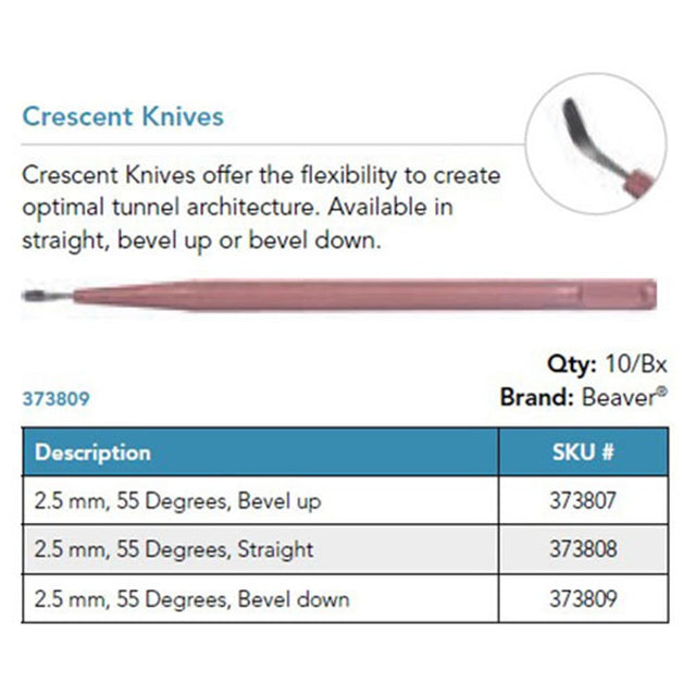 Beaver Xstar Crescent Knife, 2.5 mm, 55°, Bevel Up. MPN: 373807