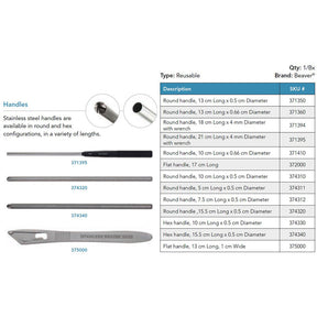 Beaver Round Knurled Blade Handle, 7.5 cm x 0.5 cm. MPN: 374312