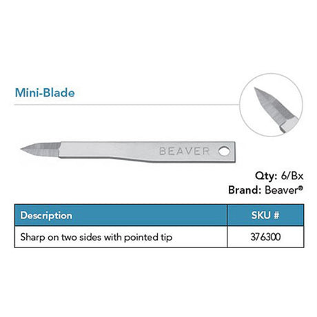 Beaver Mini-Blade, Pointed Tip, Sharp on Two Sides. MPN: 376300