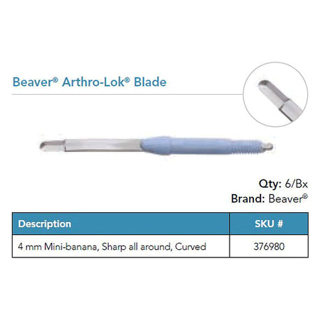 Beaver Arthro-Lok Blade, 4.0 mm, Mini-Banana, Curved. MPN: 376980