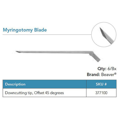 Beaver Myringotomy Blade, Downcutting Lance Tip, 45° Offset. MPN: 377100