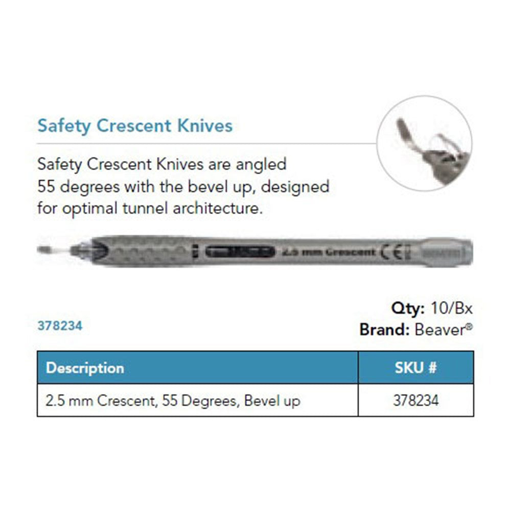 Beaver Xstar Safety Crescent Knife, 2.5 mm, 55°, Bevel Up. MPN: 378234
