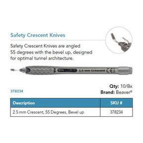 Beaver Xstar Safety Crescent Knife, 2.5 mm, 55°, Bevel Up. MPN: 378234