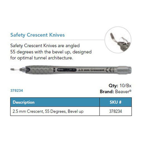Beaver Xstar Safety Crescent Knife, 2.5 mm, 55°, Bevel Up. MPN: 378234
