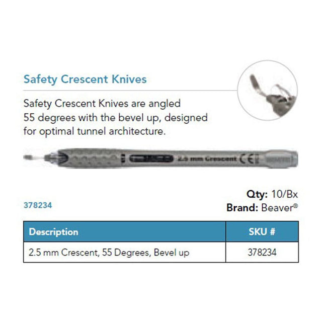 Beaver Xstar Safety Crescent Knife, 2.5 mm, 55°, Bevel Up. MPN: 378234