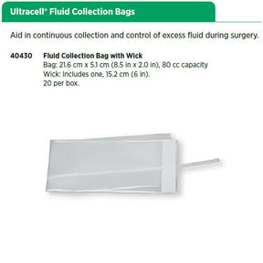 Ultracell Eye Drain, 80 cc Fluid Collection Bag with Wick, 20/box. MPN: 40430