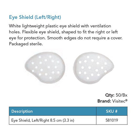 Visitec Eye Shield, Left/Right, 8.5 cm, 50/box. MPN: 581019